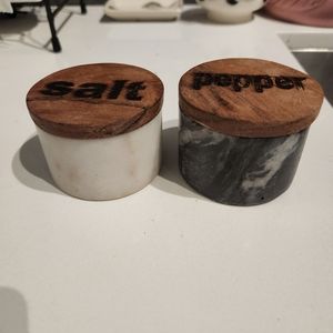 Fancy granite salt and pepper containers